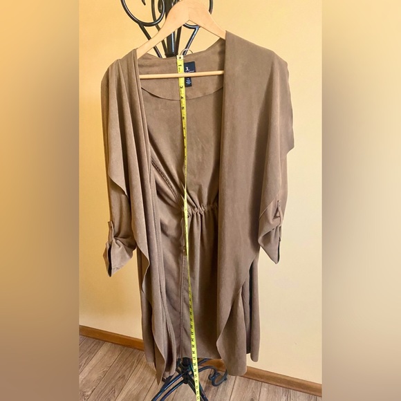 Jules & Leopold Beige Faux Suede Cardigan Blazer Light Jacket Cinch Waist 1X XL - Picture 12 of 13